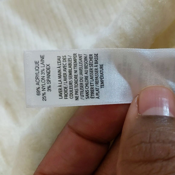 Joe Fresh| NWT Off-White Textured Patterned Crew Neck Sweater With Side Slit - Picture 13 of 14